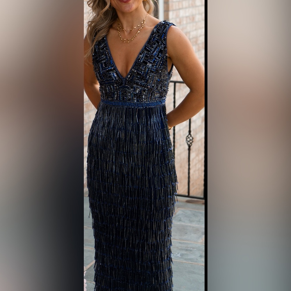 Primavera Couture evening gown navy blue